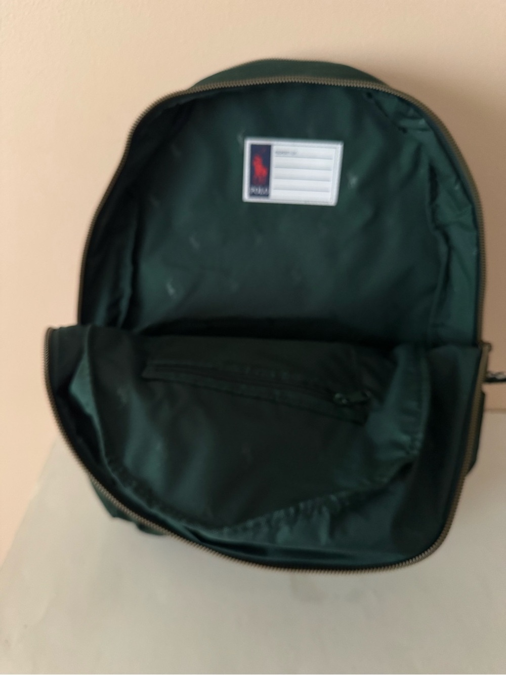 Polo Ralph Lauren Embroidered Bear & Dog Forest Green Backpack. New - Picture 9 of 10